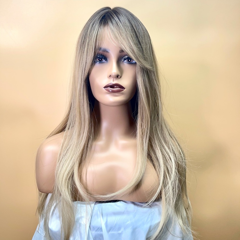 336/26” Natural Wave Long Bangs Ombre Synthetic Wig